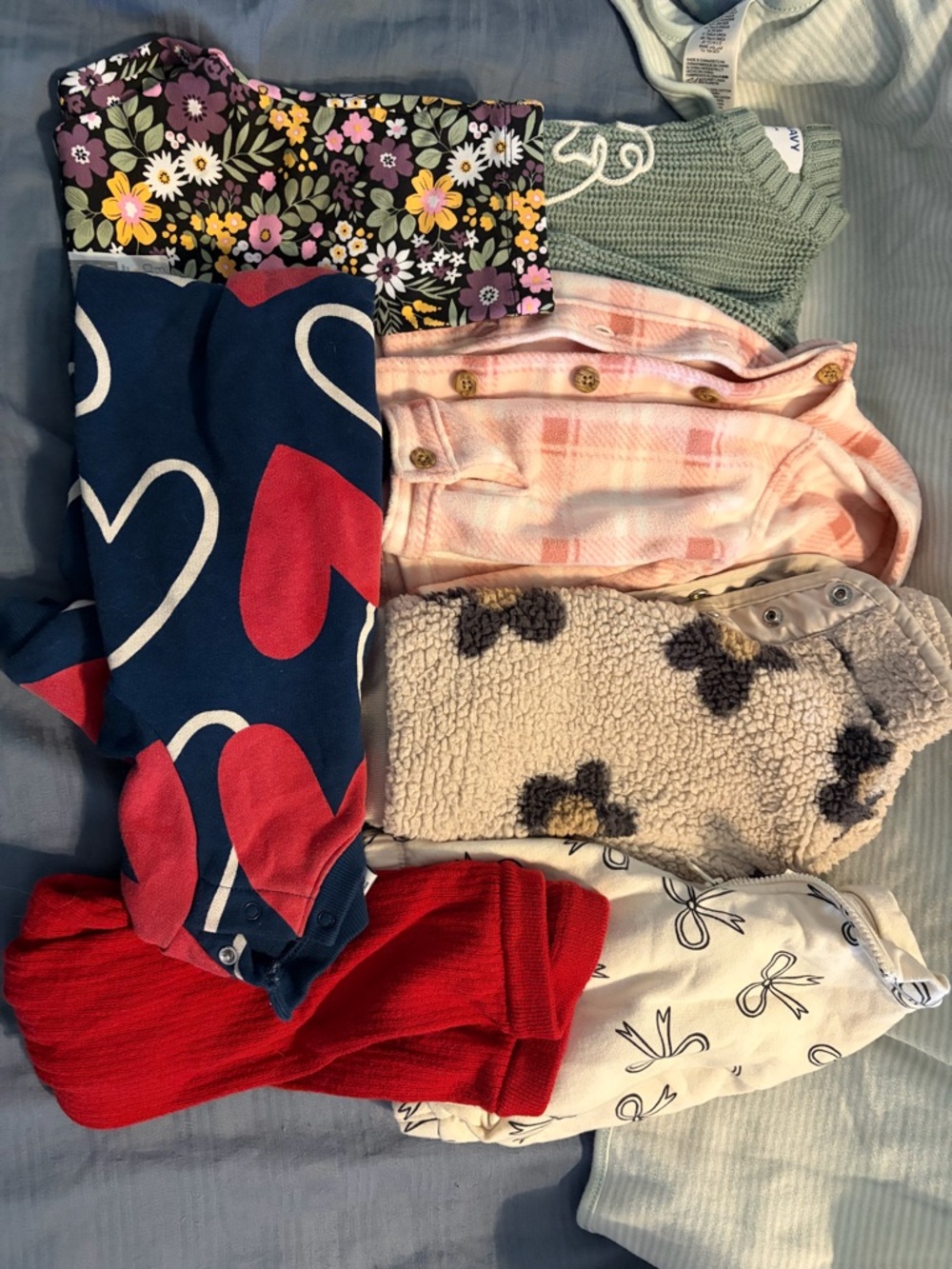 Mixed Baby Girls Clothing Bundle - Hearts, Floral, Plaid - Multi Color